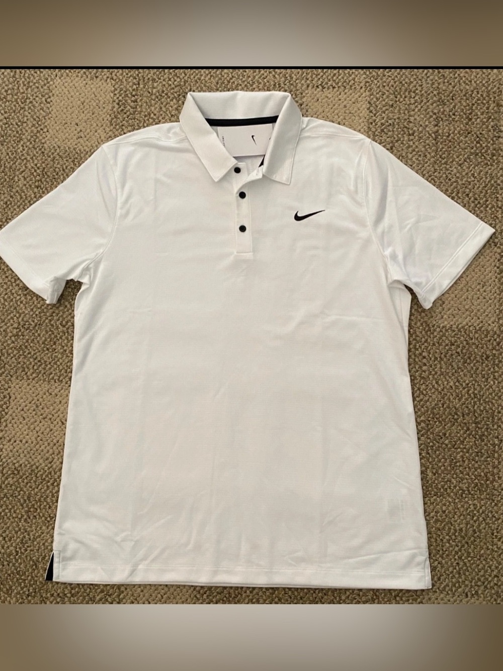 Nike Polo Shirt Top Short Sleeve Football Soccer White Black CT4581-100 Men's L